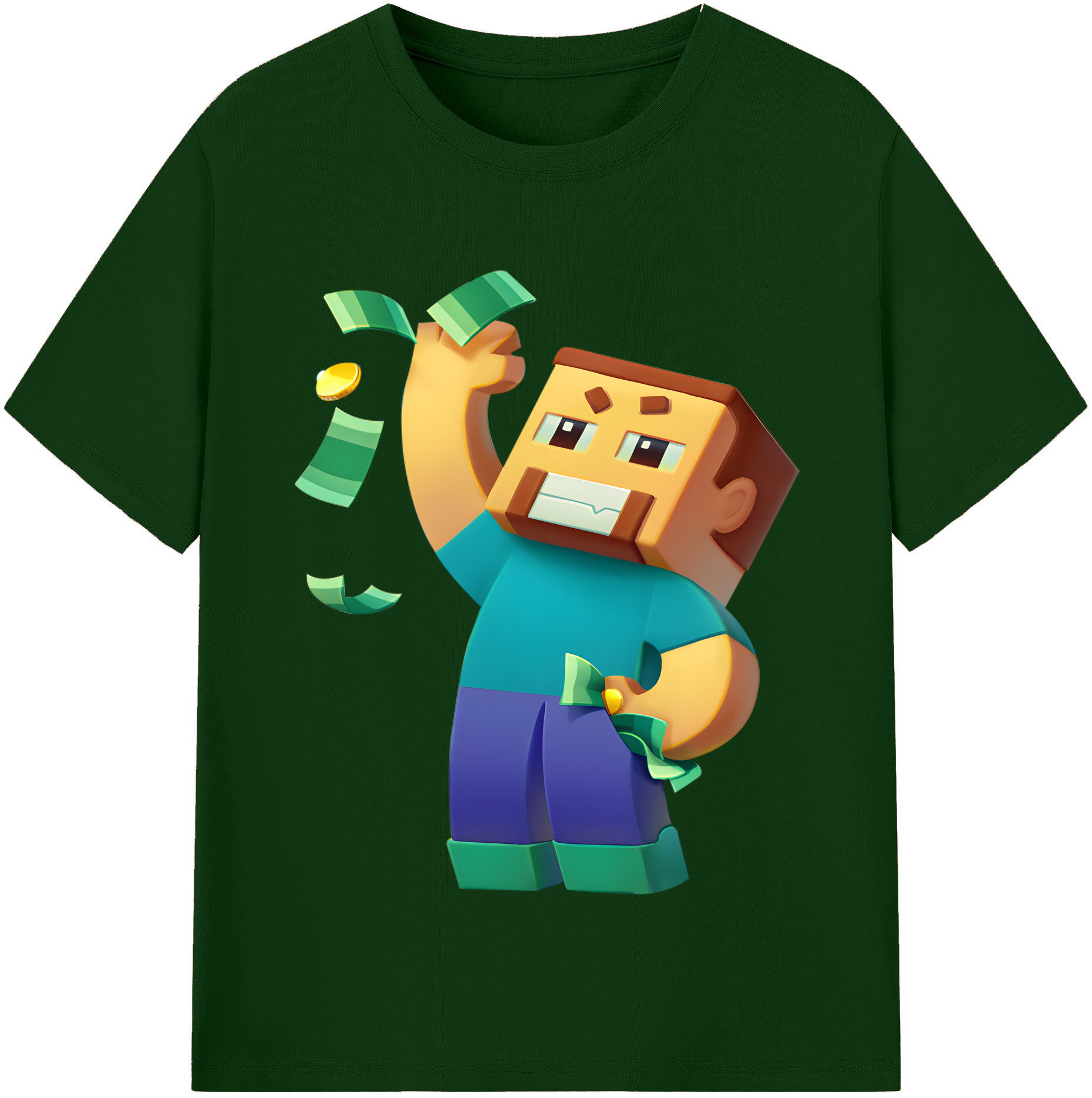 （画像用） マインクラフト ブロックの世界 Minecraft MC Block world 綿100％半袖Tシャツ（フロントプリント）